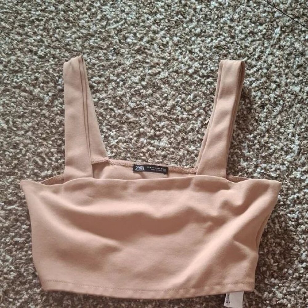 Tan Bustier Crop Tank Top